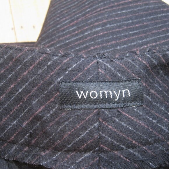 Womyn Black Wool Cuffed Pants Size 4 Thin Striped Dress Trousers Leg Crease - Picture 10 of 11